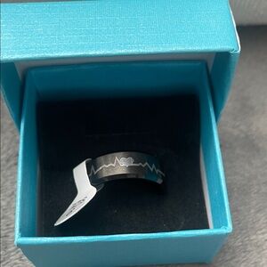 Black beveled tungsten ring 8mm size 9Heartbeat Ring